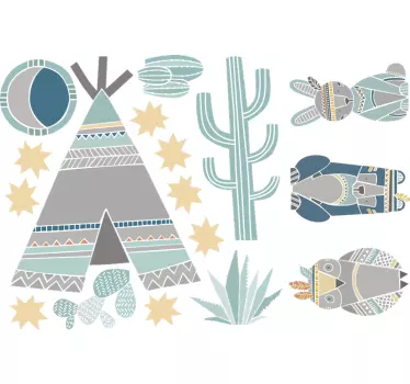 Indianer traditionelle symboler væg klistermærker til barn - TenStickers