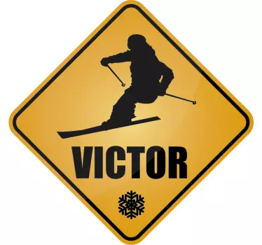 Ski med navn, der kan tilpasses klistermærke - TenStickers