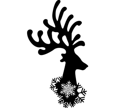 Hjort og snefnug jul vægoverføringsbillede - TenStickers