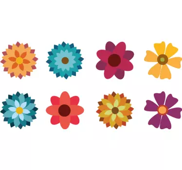 Farverige blomster klistermærke til campingvogn - TenStickers