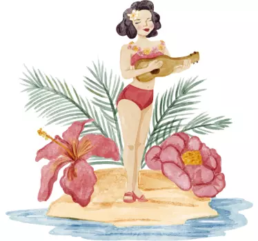 Hawaiiansk pige stue vægindretning - TenStickers
