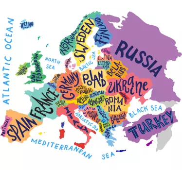 Kort over europa for børn verdenskortklistermærke - TenStickers