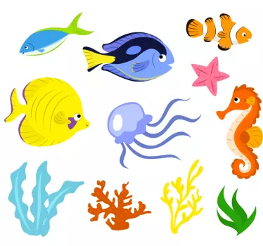 Marine dyr fisk mur klistermærke - TenStickers