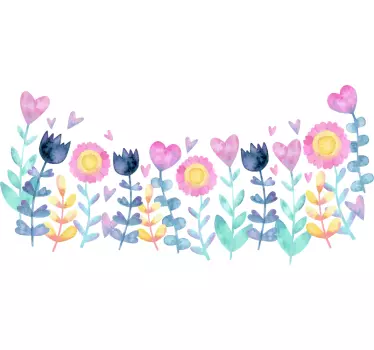 Tulipaner og solsikke hjemmemur klistermærke - TenStickers