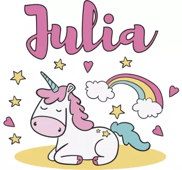 Wallstickers til børn Unicorn navn klistermærke til væg - TenStickers
