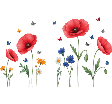 Klistermærke til vinduer rød valmue vildblomst - TenStickers
