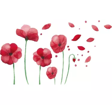 Væg klistermærker soveværelse valmue blomster - TenStickers