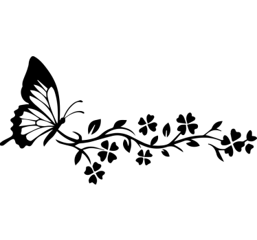 Wallsticker dyr sort sommerfugle design - TenStickers