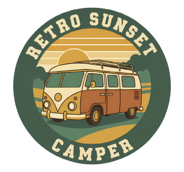 Klistermærke til campingvogn retro solnedgang camper - TenStickers