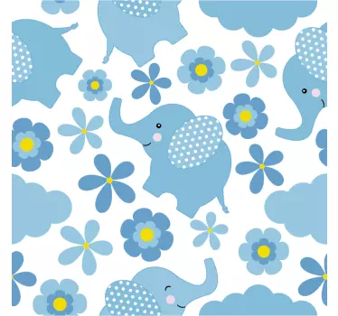 Blomster elefant mønster vinylplade - TenStickers