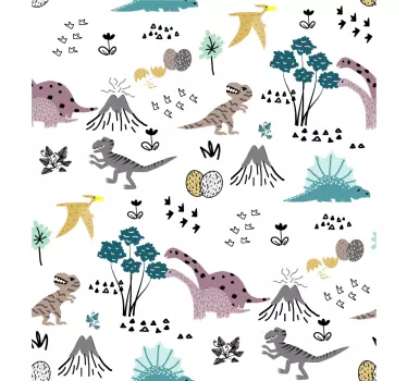 Barnlig dinosaur mønstermærkat - TenStickers