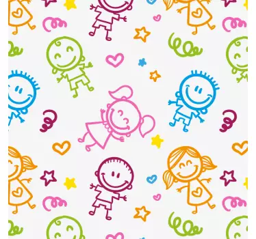 Spædbørn drenge og piger mønster møbler mærkat - TenStickers