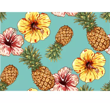 Blomster og ananas vægmaleri klistermærke - TenStickers