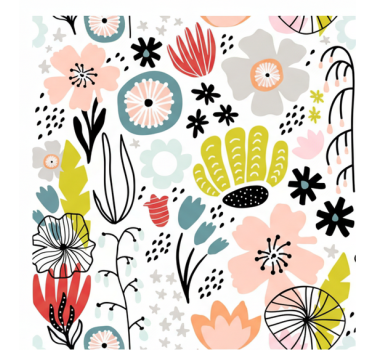 Folie til møbler med moderne skandinavisk blomstermønster - TenStickers