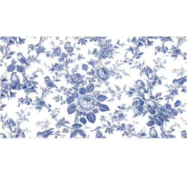 Folie til møbler med blå toile blomsterfugle - TenStickers