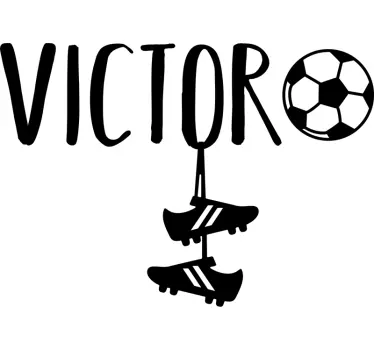 Fodboldstøvler med navn fodbold klistermærke - TenStickers