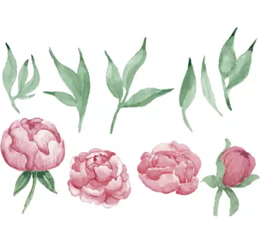 Lyserøde pioner blomster vægoverføringsbillede - TenStickers