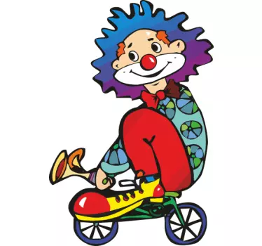 Klistermærke til børn cirkusklovn på cykel - TenStickers