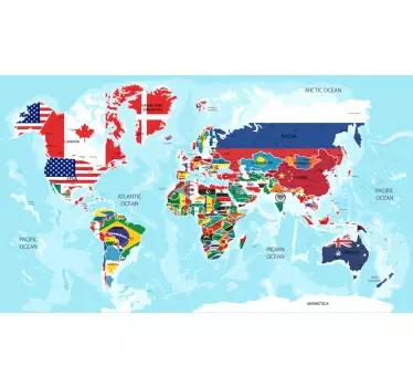 Flag fra verdens verdenskortoverføringsbillede - TenStickers