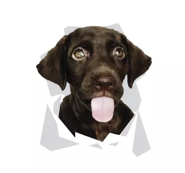 Hund kommer ud af væggen bærbar computer hud - TenStickers