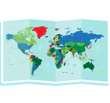 Farverigt geografisk kort verdenskort klistermærke - TenStickers