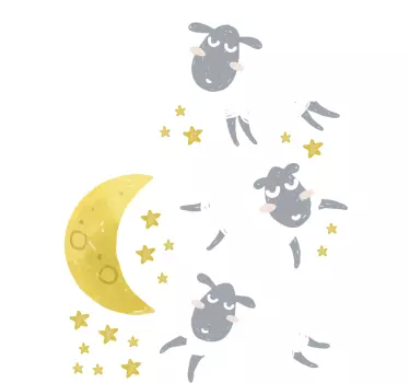 Måne og stjerner vindue mærkat - TenStickers