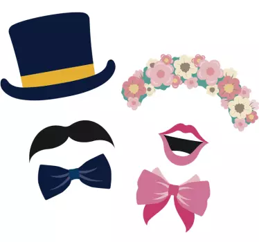 Hat og tiara til klistermærke til bryllupsbil - TenStickers
