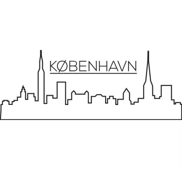 Wallsticker til stuen med Københavns skyline silhuet - TenStickers