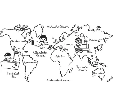 Kontinenter illustration verdenskort klistermærke - TenStickers