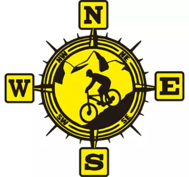 Bjergcykel kompas vægdekor - TenStickers