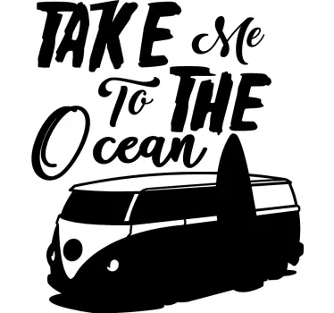Surfer camper tekst vægoverføringsbillede - TenStickers