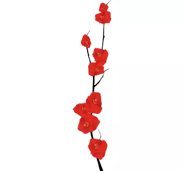 Røde blomster gren dekal - TenStickers