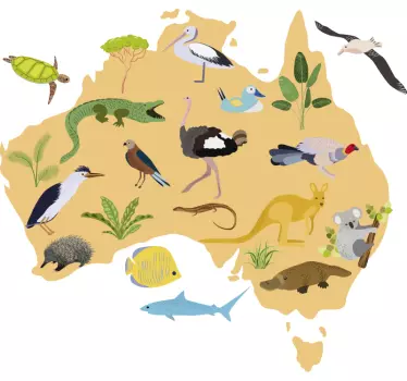 Australske børn verdenskort mærkat - TenStickers