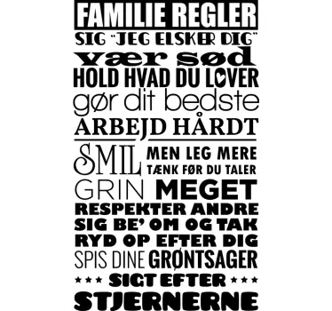 Familie regler sætning hjem tekst vægdekor - TenStickers