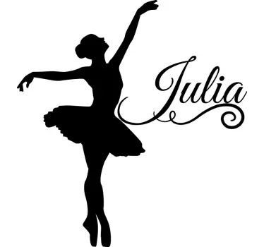 Silhoutte balletdanser med navn dansevægklistermærke - TenStickers