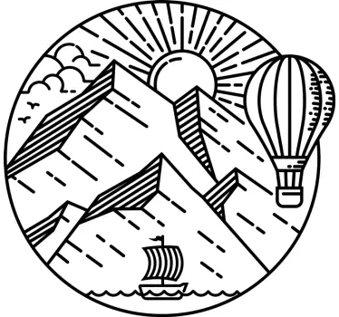 Sol og bjerge nordisk stil natur klistermærke - TenStickers