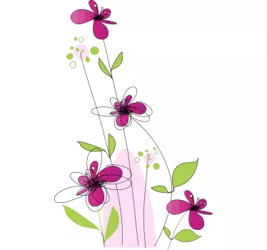 Wallsticker til stuen med fin blomster illustration - TenStickers