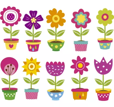Hus blomster klistermærke til vindue - TenStickers