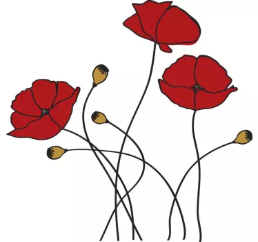 Valmue forår blomst blomster vægoverføringsbillede - TenStickers