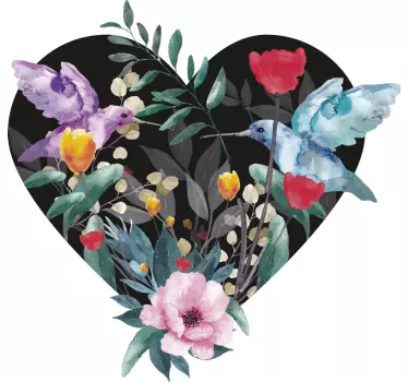 Forår blomst fugl blomster vægoverføringsbillede - TenStickers