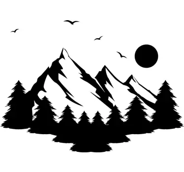 Alpin sommer silhuet natur vægoverføringsbillede - TenStickers