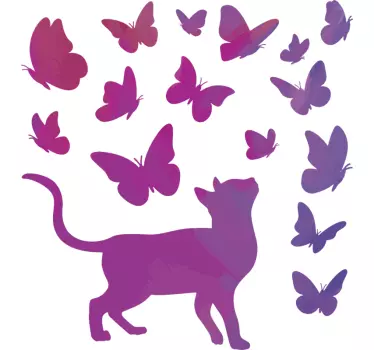 Kat med sommerfugle mærkater - TenStickers