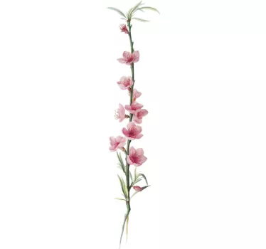 Fersken blomst gren blomster murmærke - TenStickers
