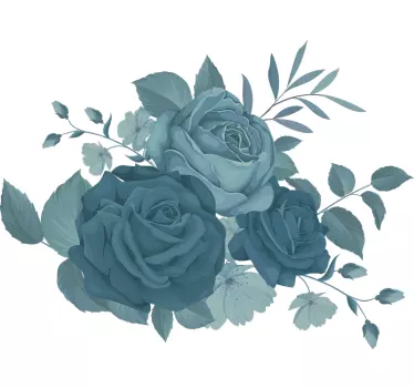 Blå buket blomster blomst vægdekor - TenStickers