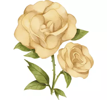 Gylden rose blomst vægdekor - TenStickers