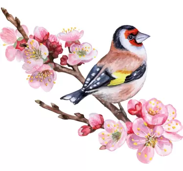 Store blomster med fugle fugl klistermærke - TenStickers