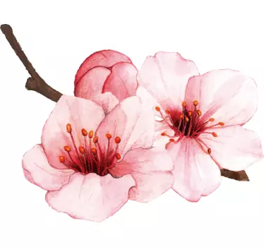 Lyserøde blomster stue blomst vægdekor - TenStickers