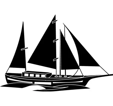 Sort-hvid båd nautisk klistermærke - TenStickers