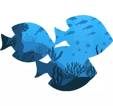 Akvarium fisk badeværelse vægoverføringsbillede - TenStickers