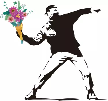 Banksy revolution blomster vinyl væg kunst mærkat - TenStickers